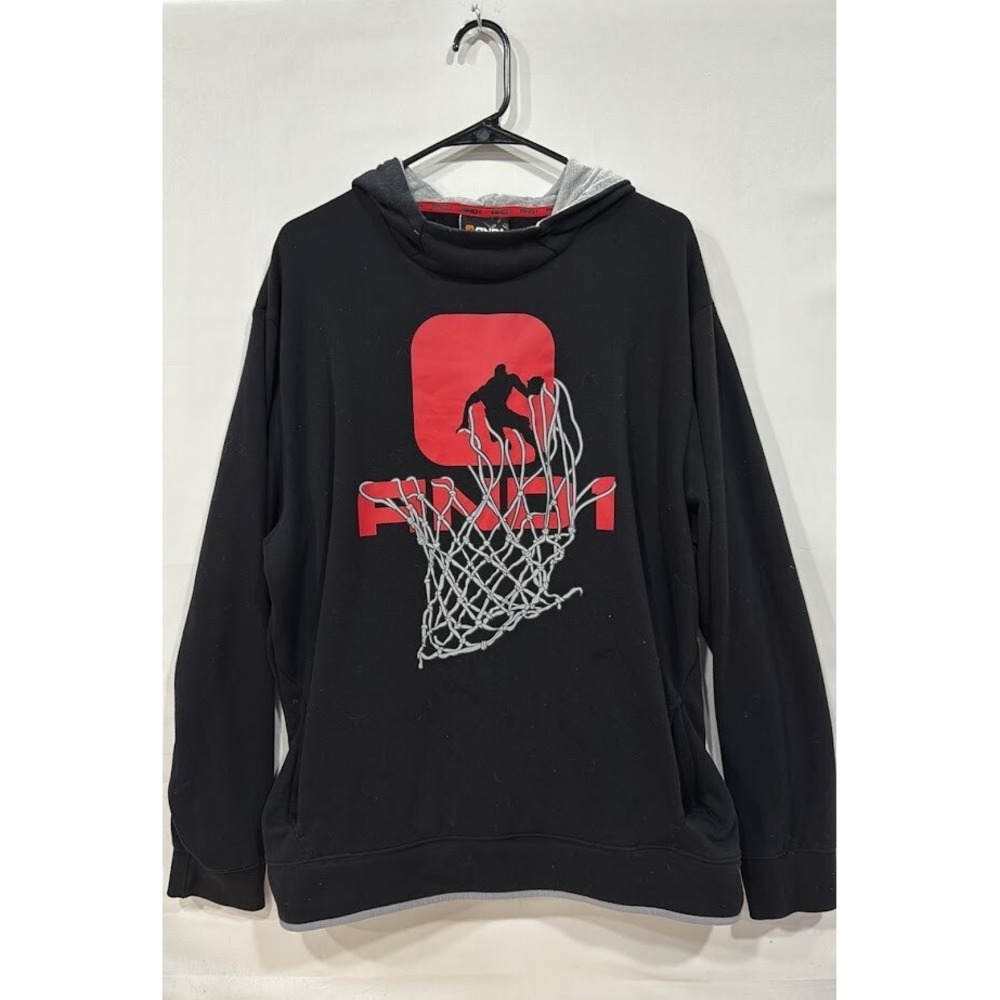 AND1 Mens Basketball Graphic Hoodie Black Red Grey Size 2XL